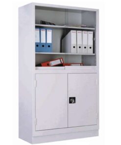 Professional 180 cm metal and glass file cabinet by Reggo Trade, featuring durable steel frame and glass doors for secure and visible document/display storage.
