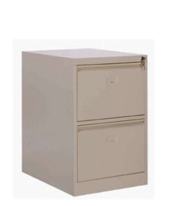 Compact 2-drawer steel filing cabinet by Reggo Trade, featuring high-quality 1 mm sheet metal construction for secure under-desk document storage.