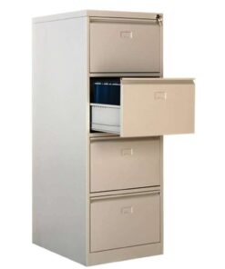Professional 4-drawer metal filing cabinet by Reggo Trade, featuring high-quality 1 mm sheet metal construction for secure and efficient office storage.