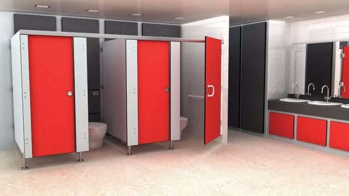 Compact laminate toilet cabins